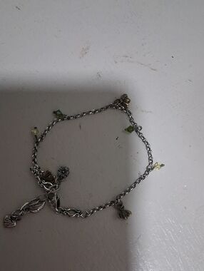 Brighton Silver Charm Bracelet with Light Green and Pale Yellow Crystals